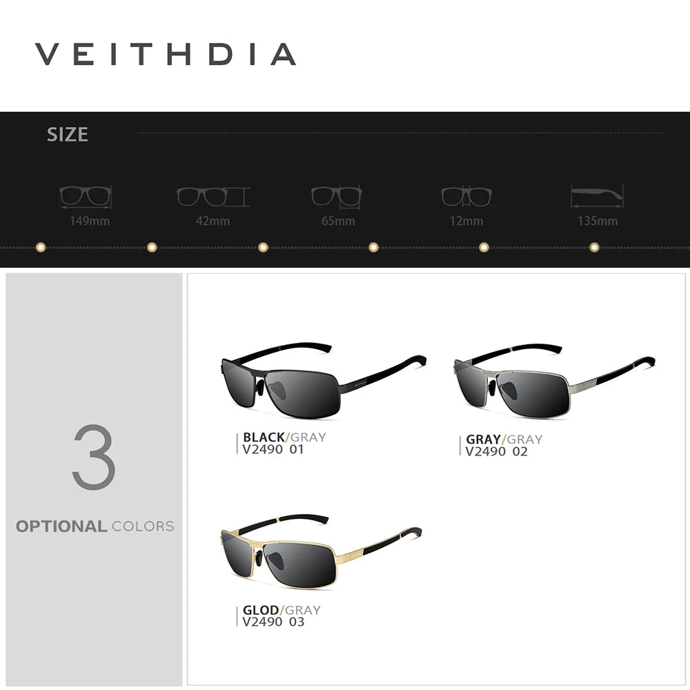 VEITHDIA Brand Designer Vintage Sunglasses Men Polarized UV400 Lens Classic Outdoor Sports Sun Glasses Male Driving Eyewear
