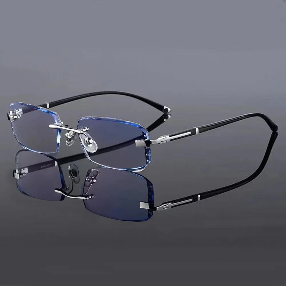 Blue Ray Blocking Anti-Blue Light Reading Glasses Rimless Cut Edge Eye Protection Presbyopia Eyeglasses Luxury Ultralight