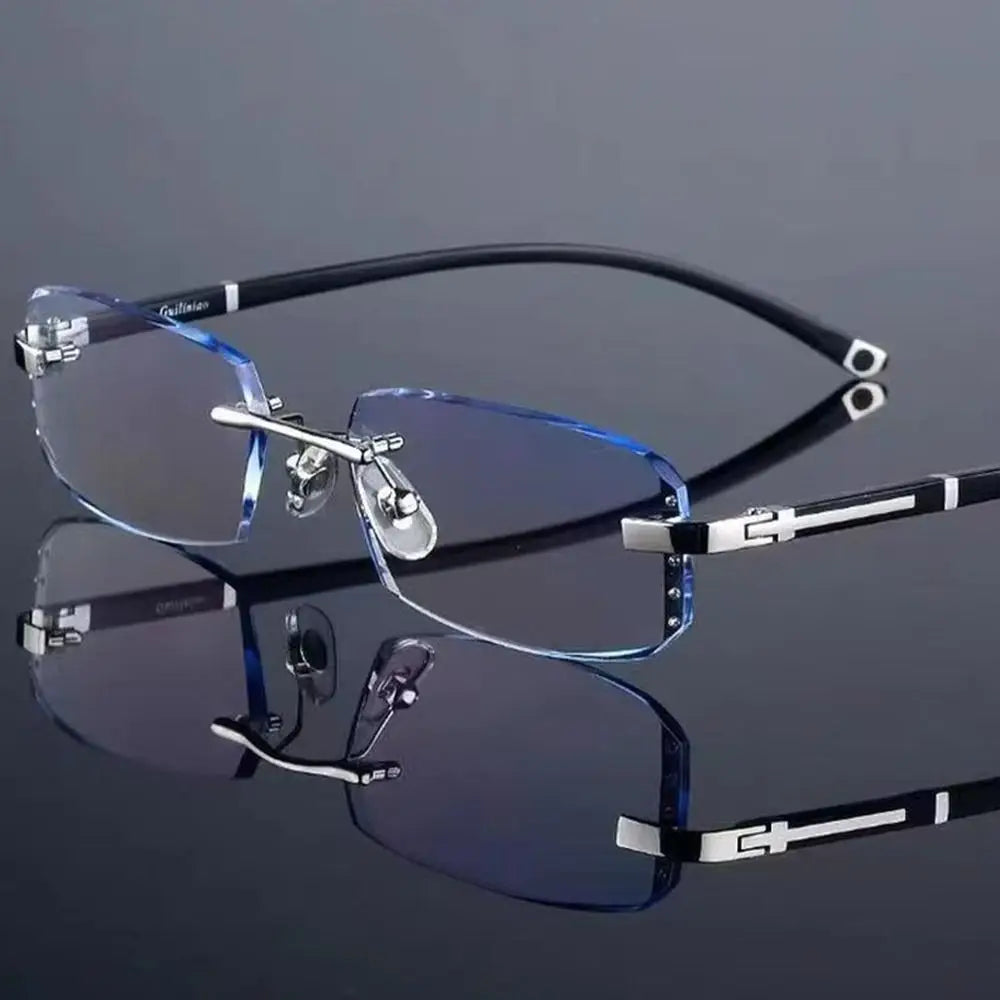 Blue Ray Blocking Anti-Blue Light Reading Glasses Rimless Cut Edge Eye Protection Presbyopia Eyeglasses Luxury Ultralight