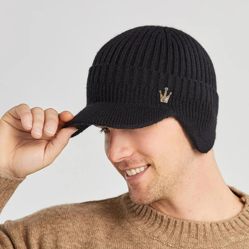 1pc Windproof Ear Protection Beanie,Autumn/Winter Fleece-Lined Thicken Outdoor Skull Caps for Cycling Warmth for Both Men Women