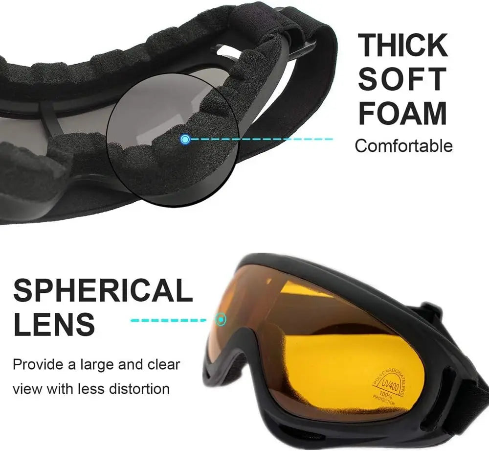 Ski Goggles, 2 Pack Snow Goggles Snowboard Goggles for Men Women - UV Protection Foam Anti-Scratch Dustproof