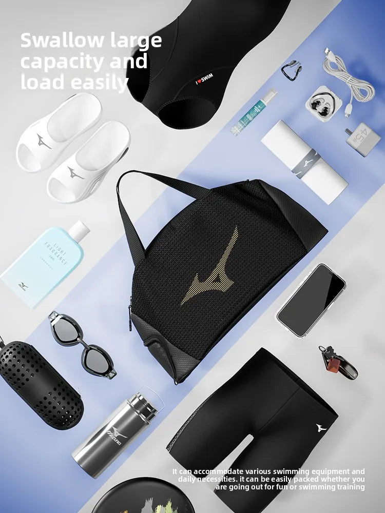 Mizuno Swimming Bag with Dry and Wet Separation, Large-capacity Swimming Storage Bag and Fitness Bag