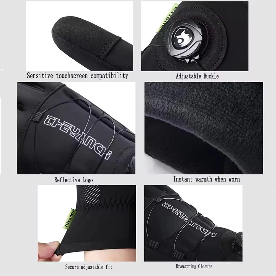 Motorcycle Riding Gloves Men Windproof Touch Screen Anti Slip Full Finger Gloves Bicycle Riding Running Skiing Sports Equipment