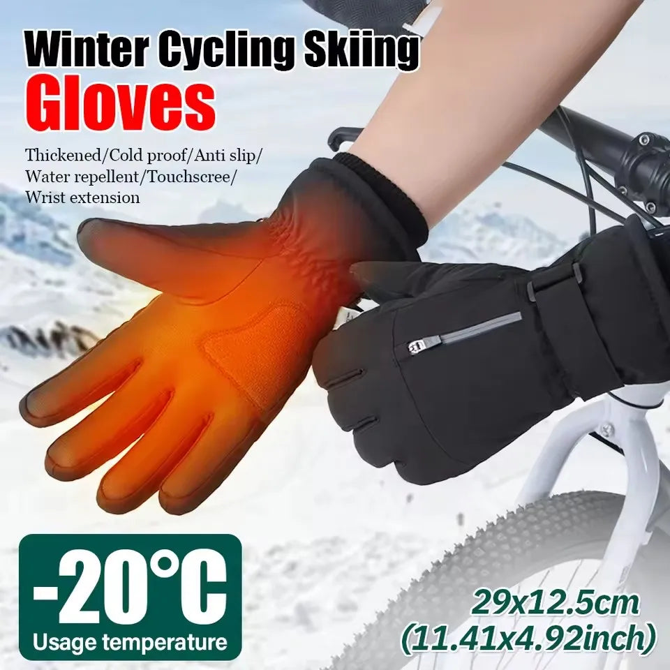 GTUBIKE Winter Warm Gloves for Outdoor Cycling Skiing Thickened Cold Resistant Glove Waterproof Touch Screen Camping Equipment