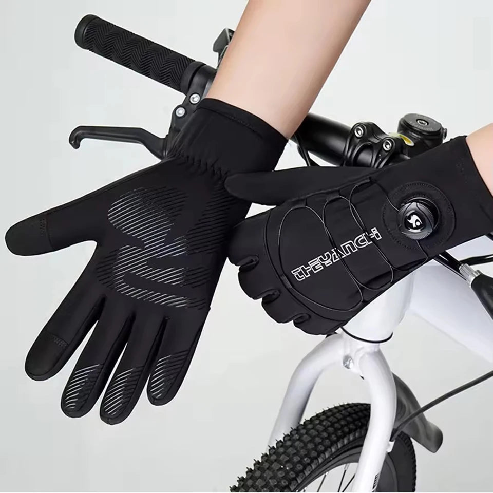 Motorcycle Riding Gloves Men Windproof Touch Screen Anti Slip Full Finger Gloves Bicycle Riding Running Skiing Sports Equipment