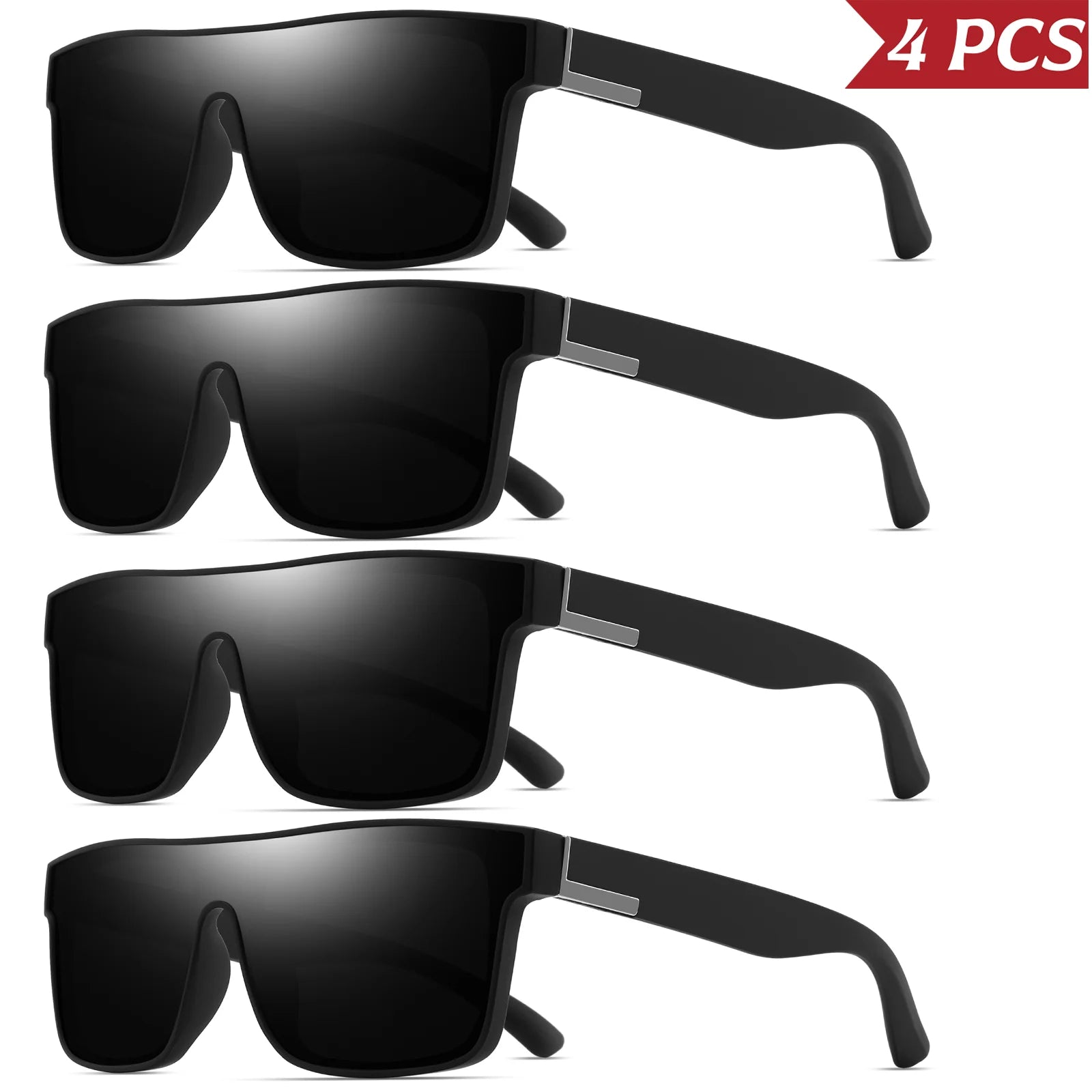 4PCS Classic Colorful Square Sports Sunglasses with One-Piece Lens - UV400 Unisex for Cycling, Travel & Outdoor Activities