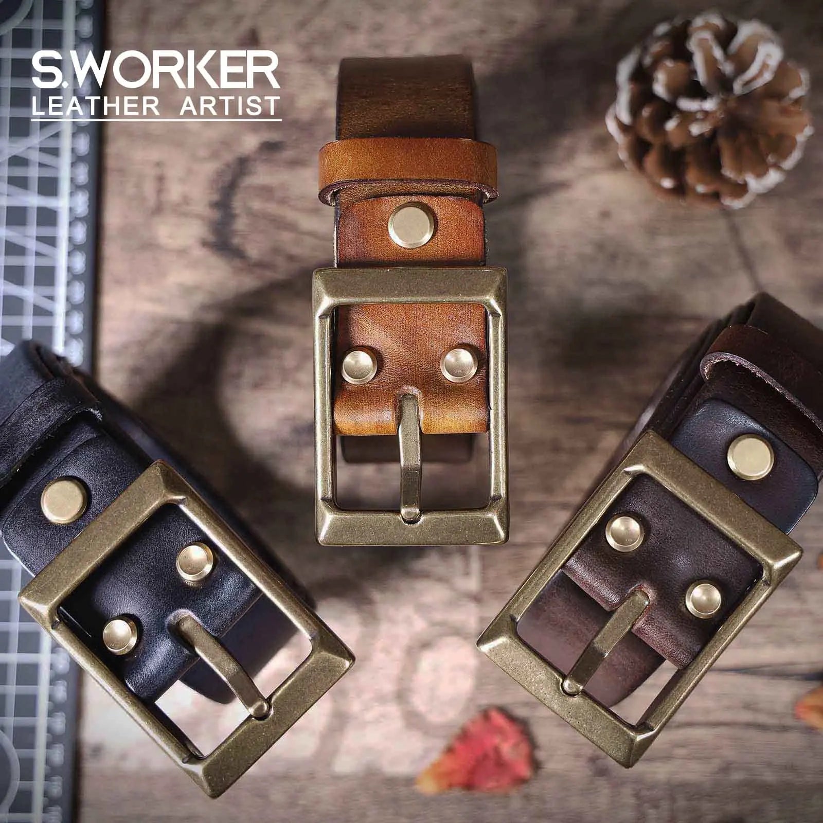 Vintage Thickened Genuine Leather Men's Belt, Casual Pin Buckle Belt With Gift Box, Top-layer Cowhide Pure Italian Leather, High