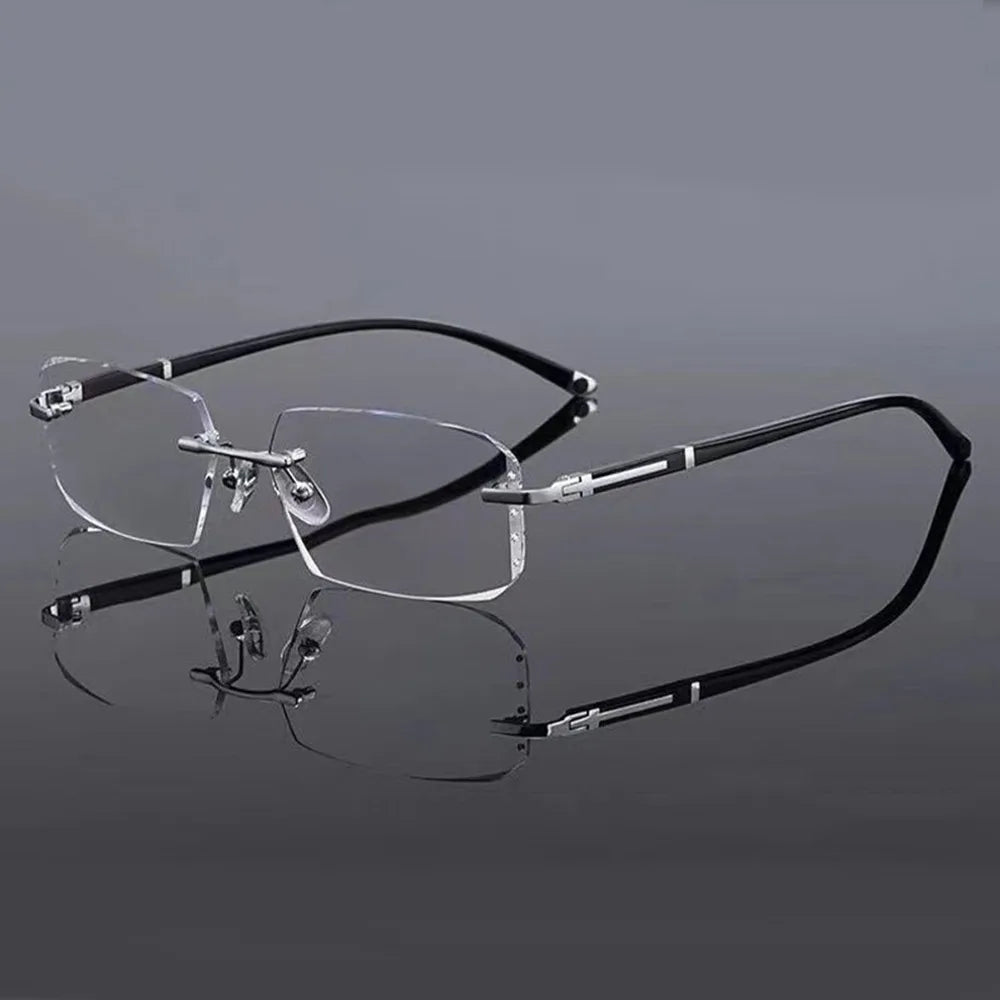 Blue Ray Blocking Anti-Blue Light Reading Glasses Rimless Cut Edge Eye Protection Presbyopia Eyeglasses Luxury Ultralight