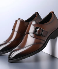 Casual Men's Buckle Color-changing Embroidered Leather Shoes