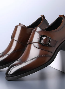 Casual Men's Buckle Color-changing Embroidered Leather Shoes